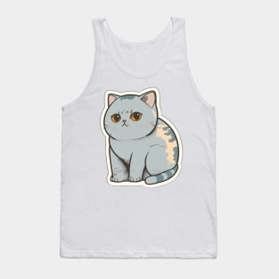 Charming British Short Hair Cat Sticker Tank Top